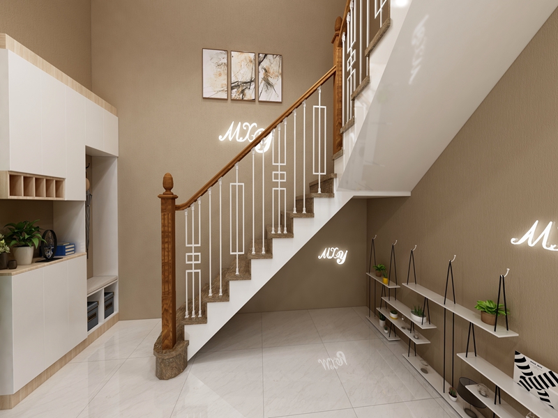 新中式001 【亞光白鐵藝配實(shí)木大柱】